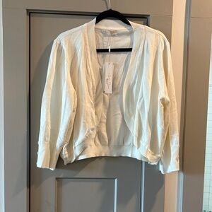 Belle Pogue White Cropped Cardigan 3XL